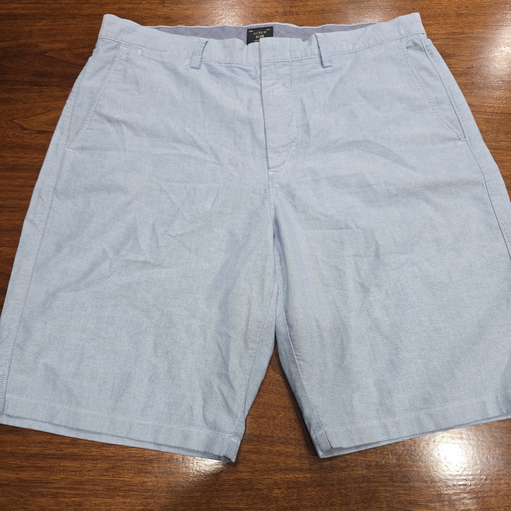 J.CREW Club Chino Shorts Mens Light Blue 100% Cotton Flat Front 10.5" Inseam